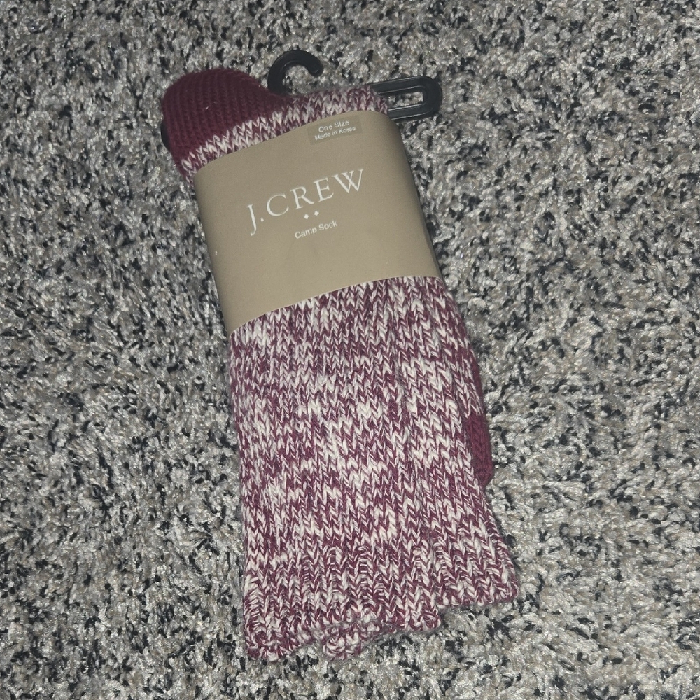 J. Crew Burgundy and White Knit Socks
